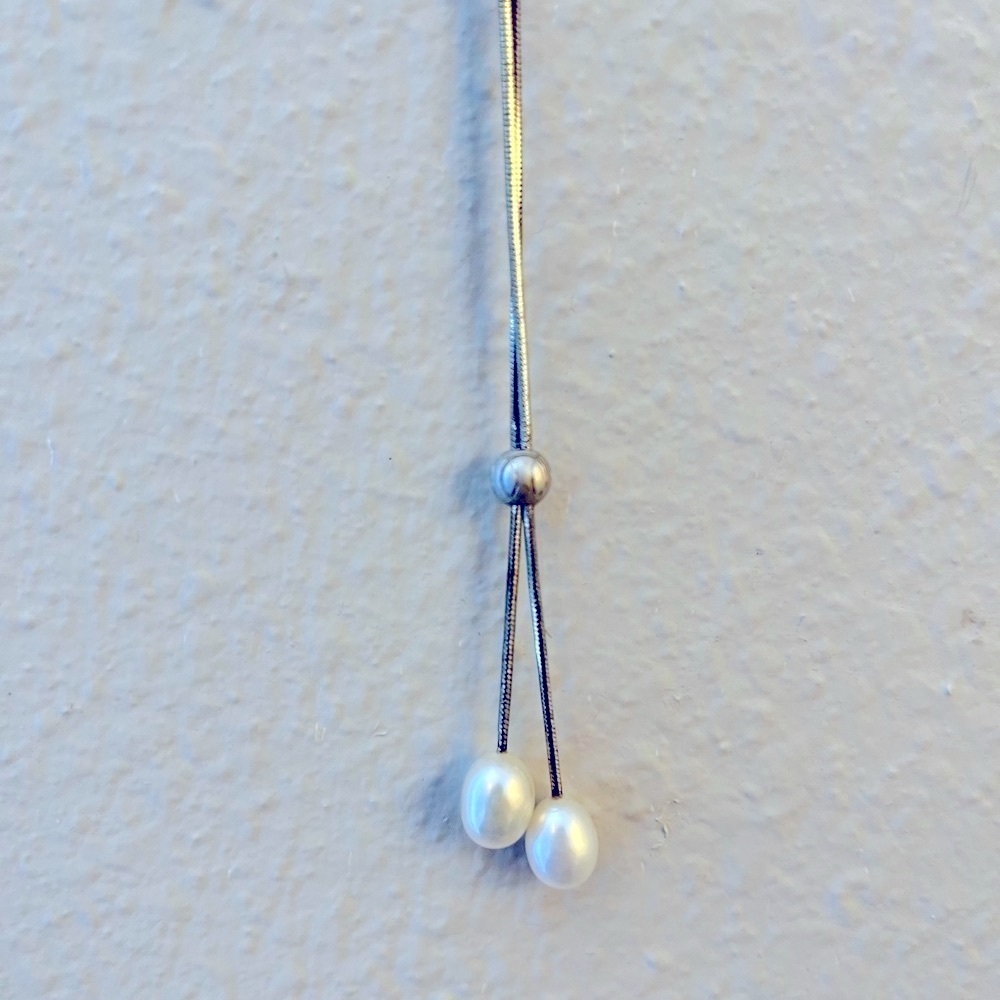 Sterling Silver Baroque Pearl Lariat Necklace​​​​​